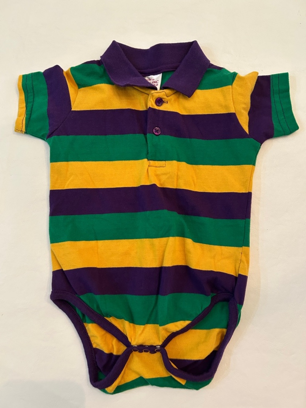 Mardi Gras Kids Striped Polo One-Piece Bodysuit